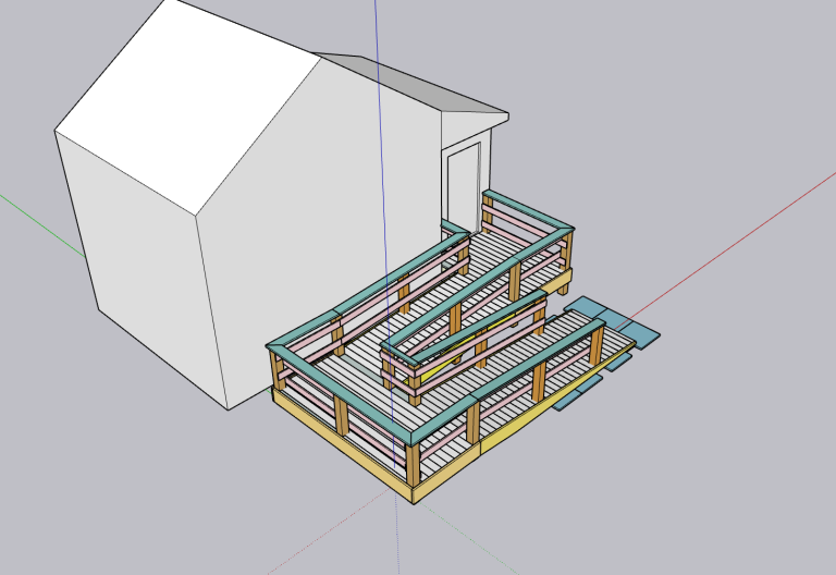 3D house model with accessible ramp design.