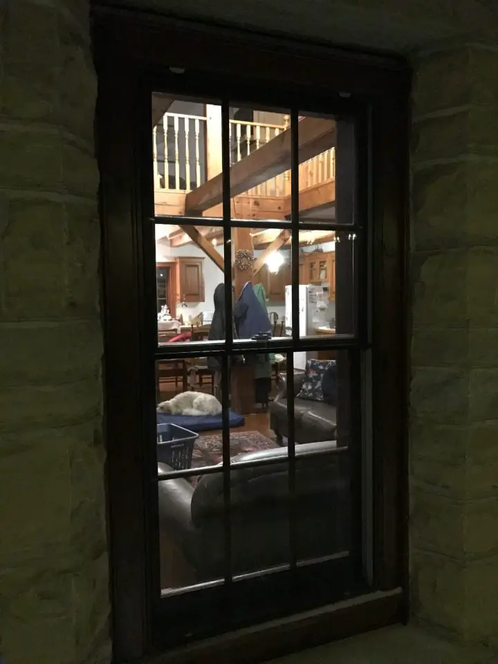 The view from our verandah into the house on a dark winter night. Order and beauty in a home matters more than most people seem to realize when it comes to happiness and contentment.