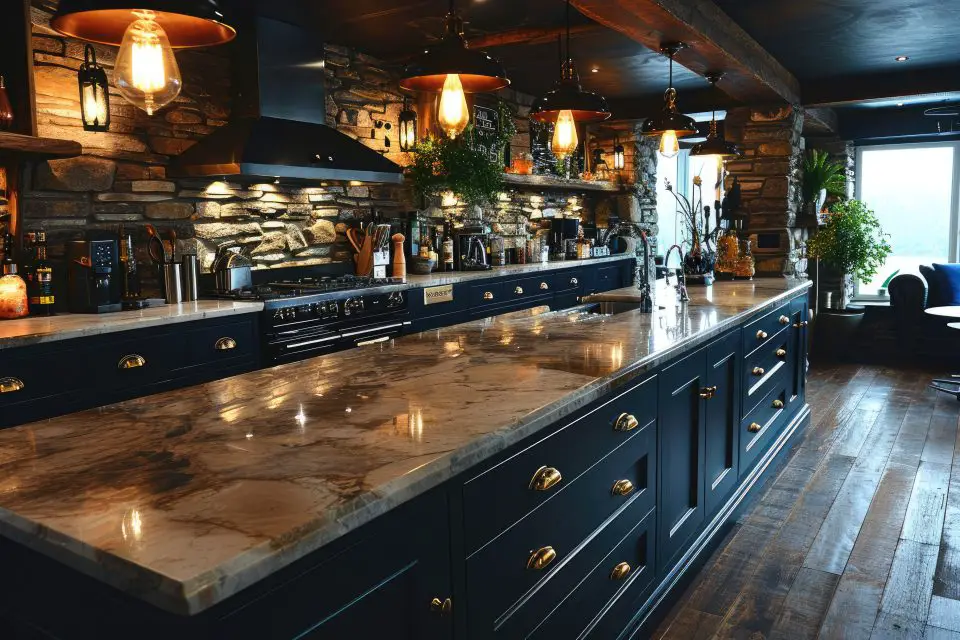 Dark coloured, luxury kitchen
