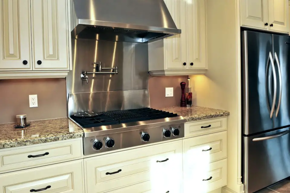 Modern kitchen with stainless steel appliances