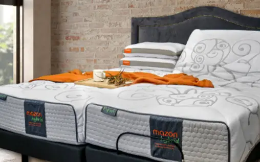 Comfortable mattress on stylish modern bed.