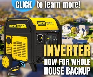 Yellow inverter generator for home backup power.