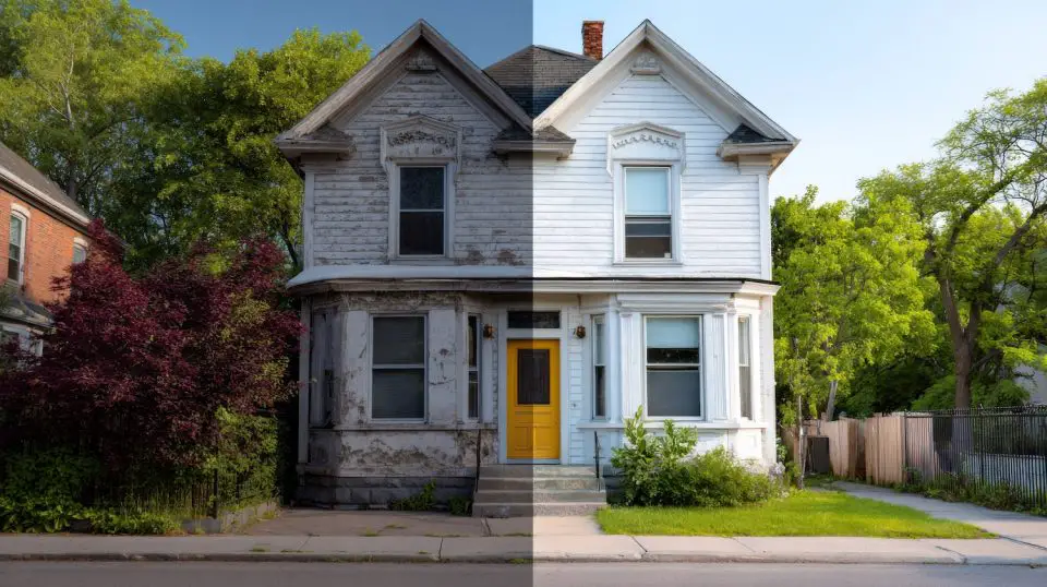 House exterior before and after renovation
