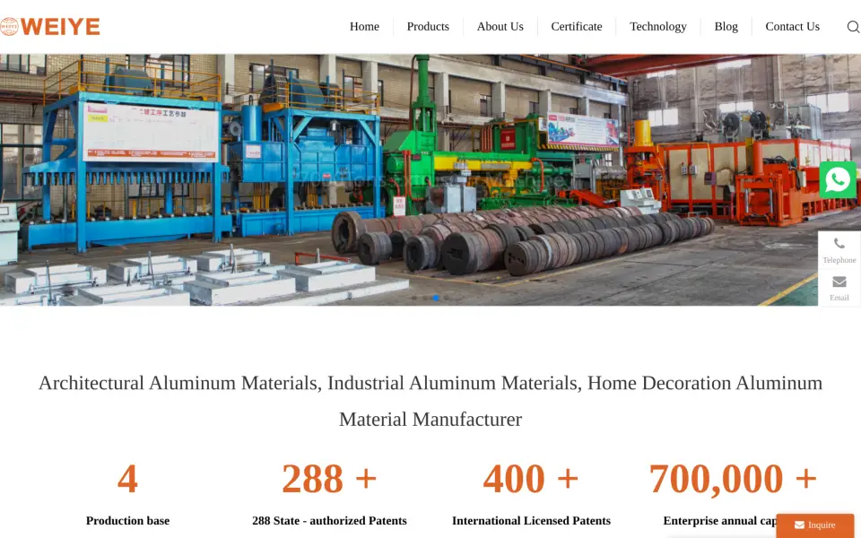 Aluminium manufacturing factory interior view.