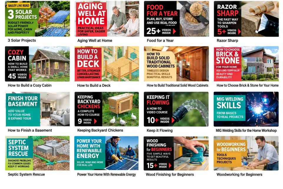 DIY project guides for solar, woodworking, welding, and more.